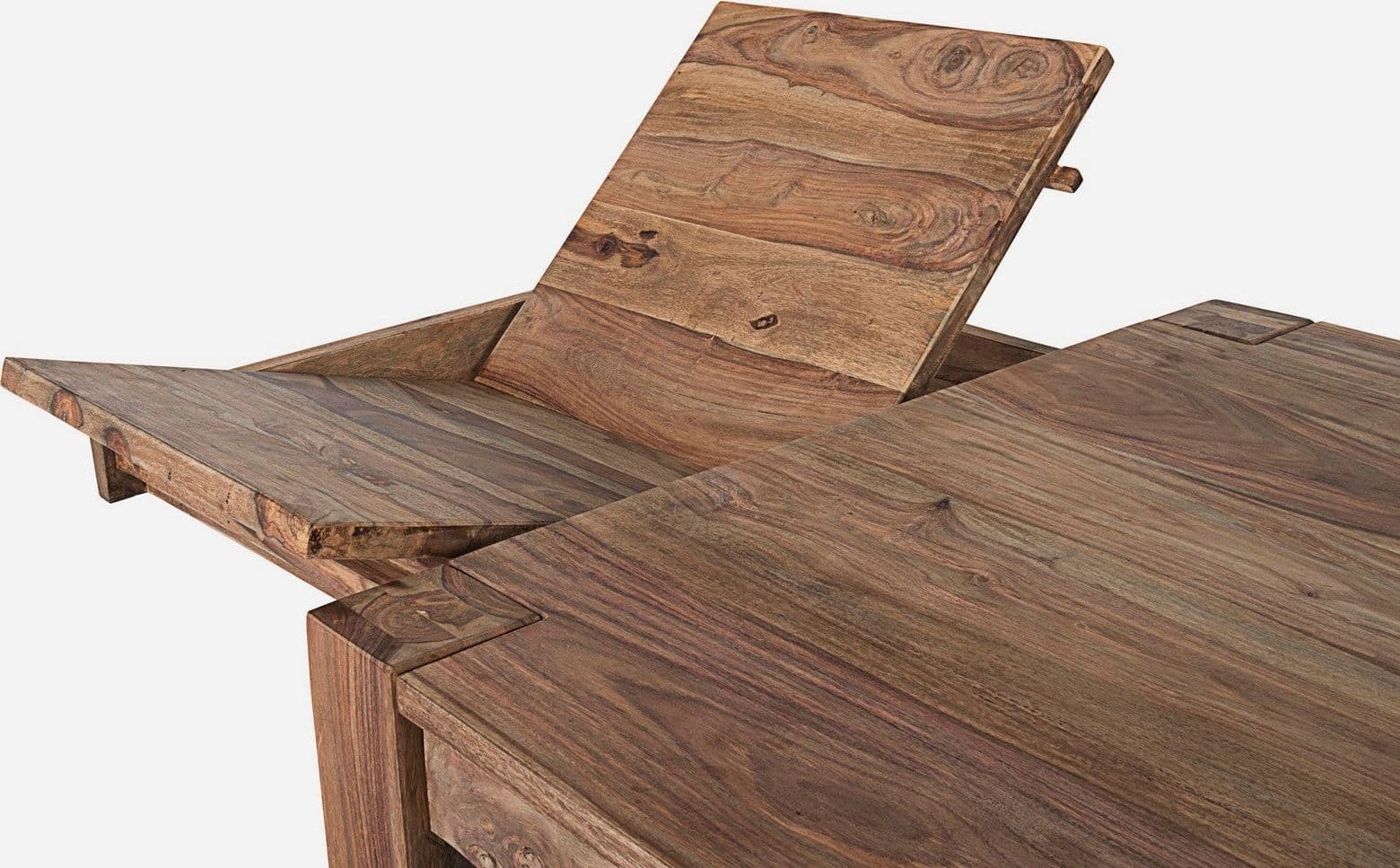 Tavolo Salford allungabile rettangolare, con gambe, piano in legno sheesham, stile design in Tavoli da sala da pranzo Decor Space - Altamura, commercioVirtuoso.it