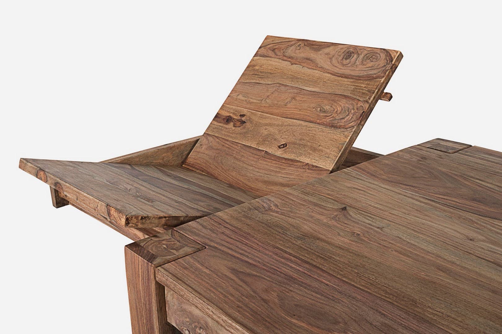 Tavolo Salford allungabile rettangolare, con gambe, piano in legno sheesham, stile design in Tavoli da sala da pranzo Decor Space - Altamura, commercioVirtuoso.it