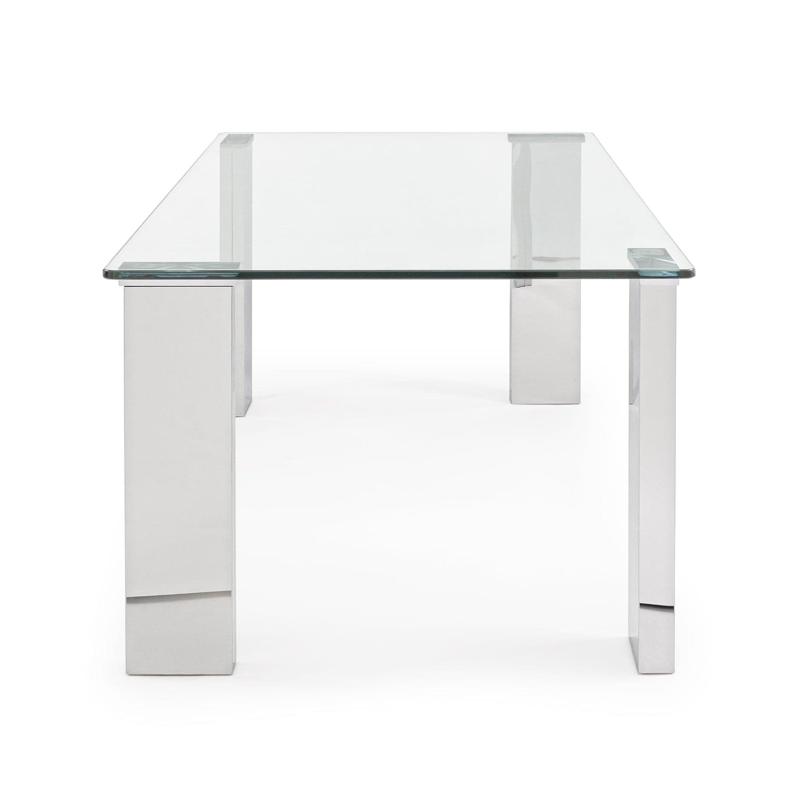 Tavolino per soggiorno moderno "Arley" in vetro temperato e piedi in acciaio lucido in Console e tavoli da divano Decor Space - Altamura, commercioVirtuoso.it