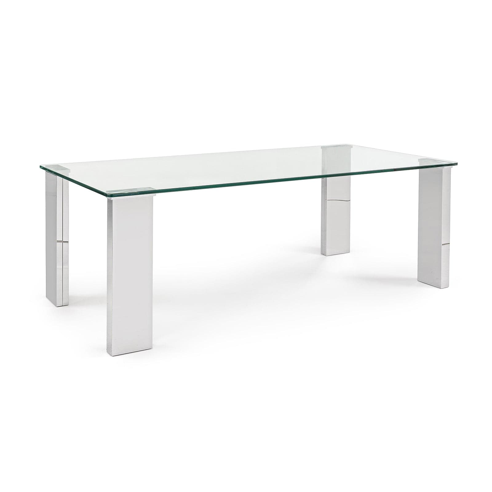 Tavolino per soggiorno moderno "Arley" in vetro temperato e piedi in acciaio lucido in Console e tavoli da divano Decor Space - Altamura, commercioVirtuoso.it