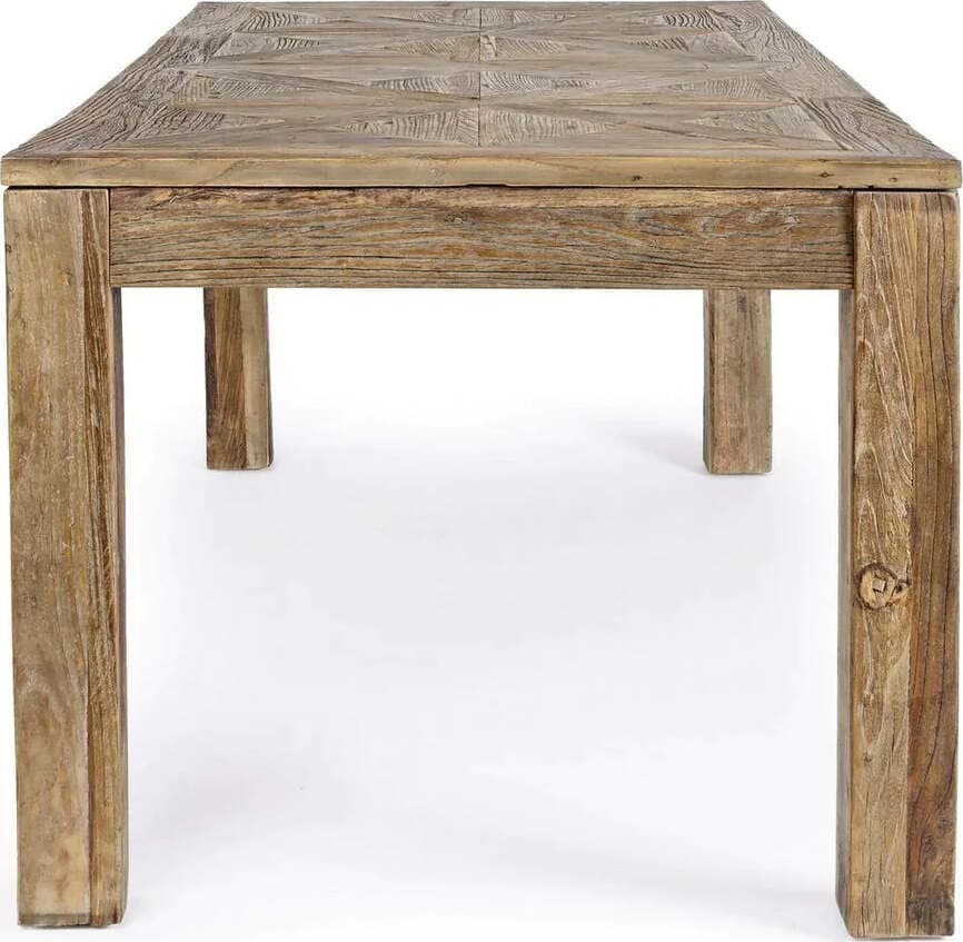 Tavolo Kaily rettangolare, con gambe, piano con lavorazione anticata a parquet, stile classico Casa e cucina/Arredamento/Sala da pranzo/Tavoli da sala da pranzo Decor Space - Altamura, Commerciovirtuoso.it
