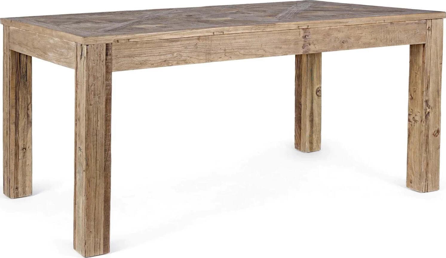 Tavolo Kaily rettangolare, con gambe, piano con lavorazione anticata a parquet, stile classico Casa e cucina/Arredamento/Sala da pranzo/Tavoli da sala da pranzo Decor Space - Altamura, Commerciovirtuoso.it