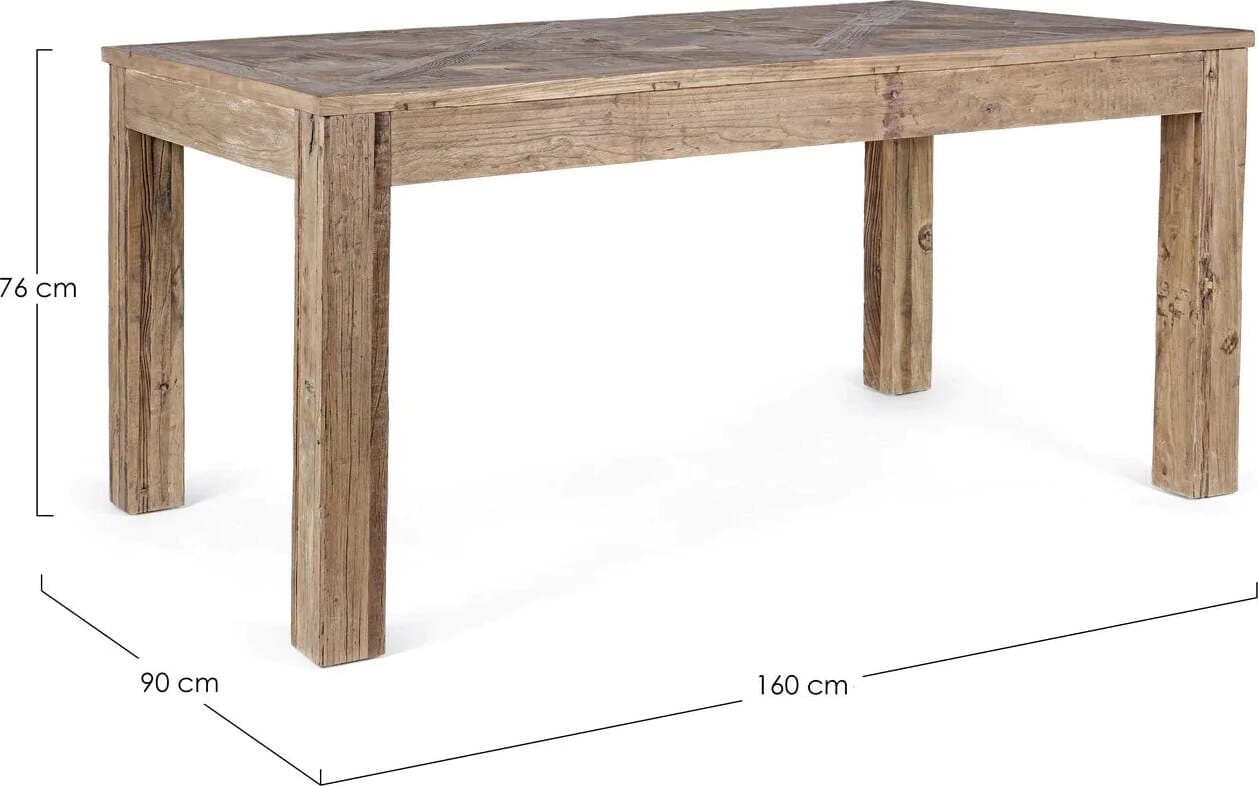 Tavolo Kaily rettangolare, con gambe, piano con lavorazione anticata a parquet, stile classico Casa e cucina/Arredamento/Sala da pranzo/Tavoli da sala da pranzo Decor Space - Altamura, Commerciovirtuoso.it