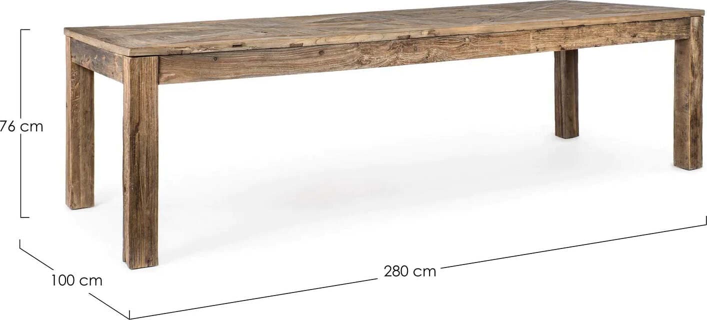 Tavolo Kaily rettangolare, con gambe, piano con lavorazione anticata a parquet, stile classico Casa e cucina/Arredamento/Sala da pranzo/Tavoli da sala da pranzo Decor Space - Altamura, Commerciovirtuoso.it