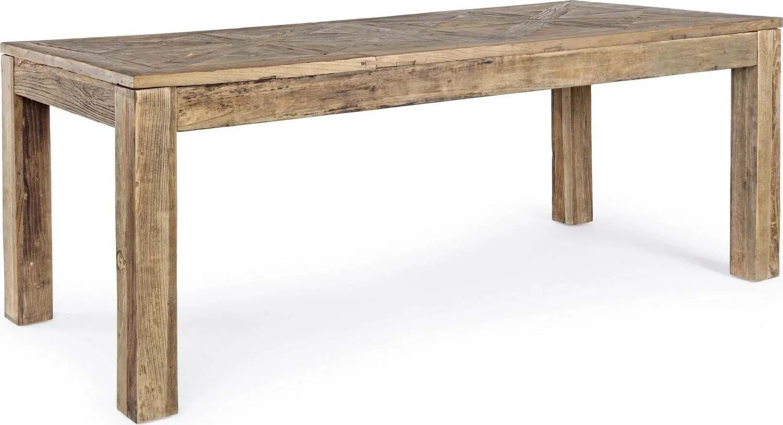 Tavolo Kaily rettangolare, con gambe, piano con lavorazione anticata a parquet, stile classico Casa e cucina/Arredamento/Sala da pranzo/Tavoli da sala da pranzo Decor Space - Altamura, Commerciovirtuoso.it
