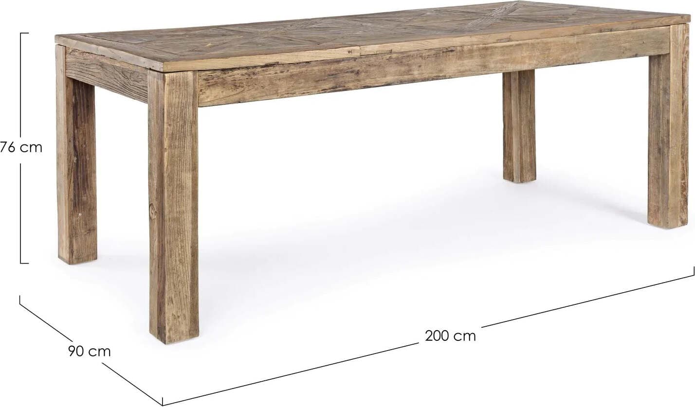 Tavolo Kaily rettangolare, con gambe, piano con lavorazione anticata a parquet, stile classico Casa e cucina/Arredamento/Sala da pranzo/Tavoli da sala da pranzo Decor Space - Altamura, Commerciovirtuoso.it