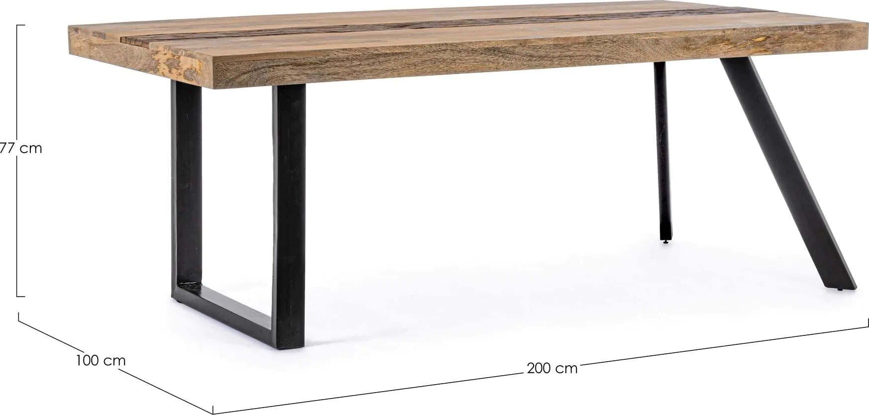 Tavolo Manchester rettangolare, con gambe in acciaio, piano in legno di mango, stile moderno Casa e cucina/Arredamento/Sala da pranzo/Tavoli da sala da pranzo Decor Space - Altamura, Commerciovirtuoso.it