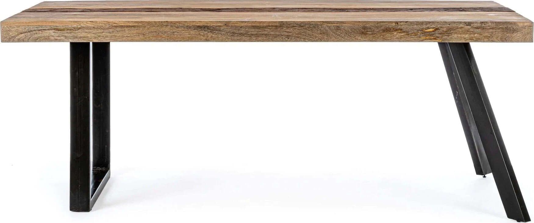 Tavolo Manchester rettangolare, con gambe in acciaio, piano in legno di mango, stile moderno Casa e cucina/Arredamento/Sala da pranzo/Tavoli da sala da pranzo Decor Space - Altamura, Commerciovirtuoso.it