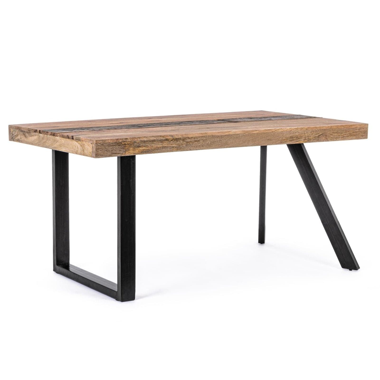 Tavolo Manchester rettangolare, con gambe in acciaio, piano in legno di mango, stile moderno in Tavoli da sala da pranzo Decor Space - Altamura, commercioVirtuoso.it