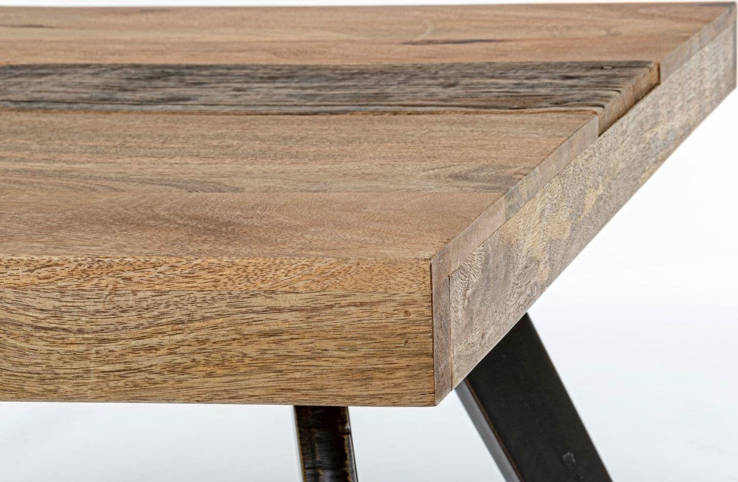 Tavolo Manchester rettangolare, con gambe in acciaio, piano in legno di mango, stile moderno in Tavoli da sala da pranzo Decor Space - Altamura, commercioVirtuoso.it