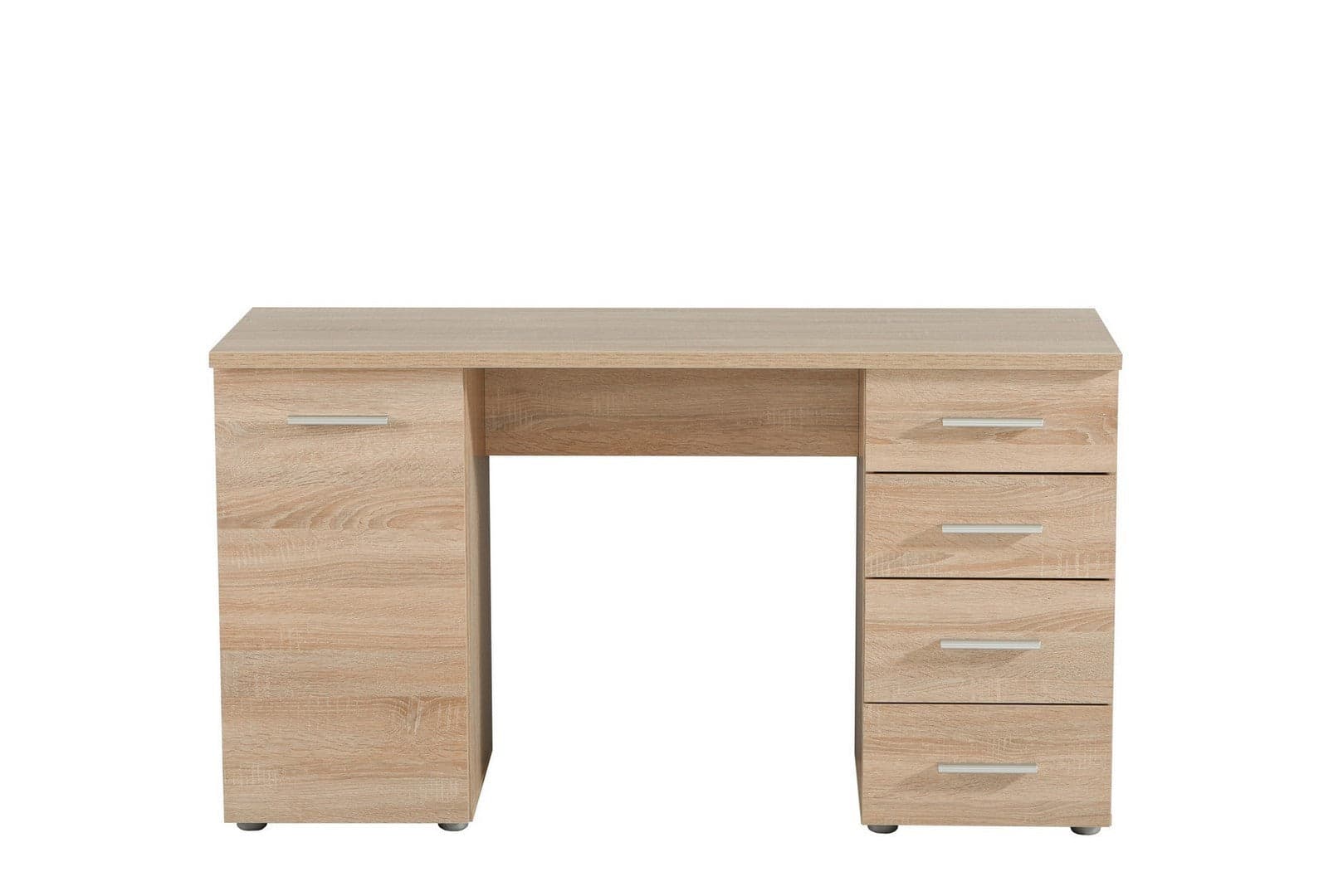 Scrivania "Greece Sonoma" con anta e cassettiera, color rovere, struttura in truciolare rivestito, 135 x 50 x 75,5 cm in Postazioni di lavoro per computer Decor Space - Altamura, commercioVirtuoso.it
