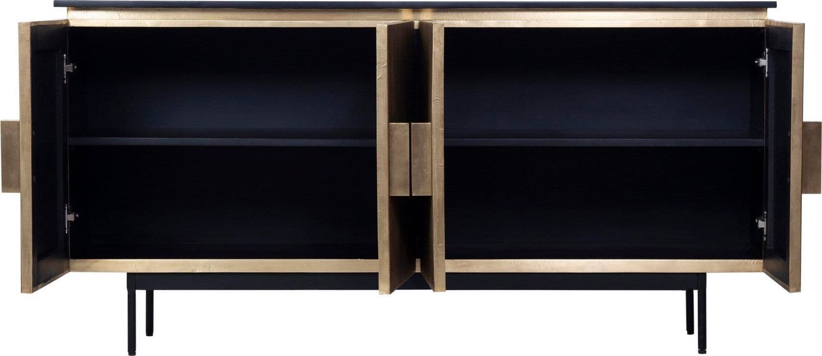 Credenza "Virat" con struttura e maniglie in MDF, piano in legno di mango in Credenze Decor Space - Altamura, commercioVirtuoso.it