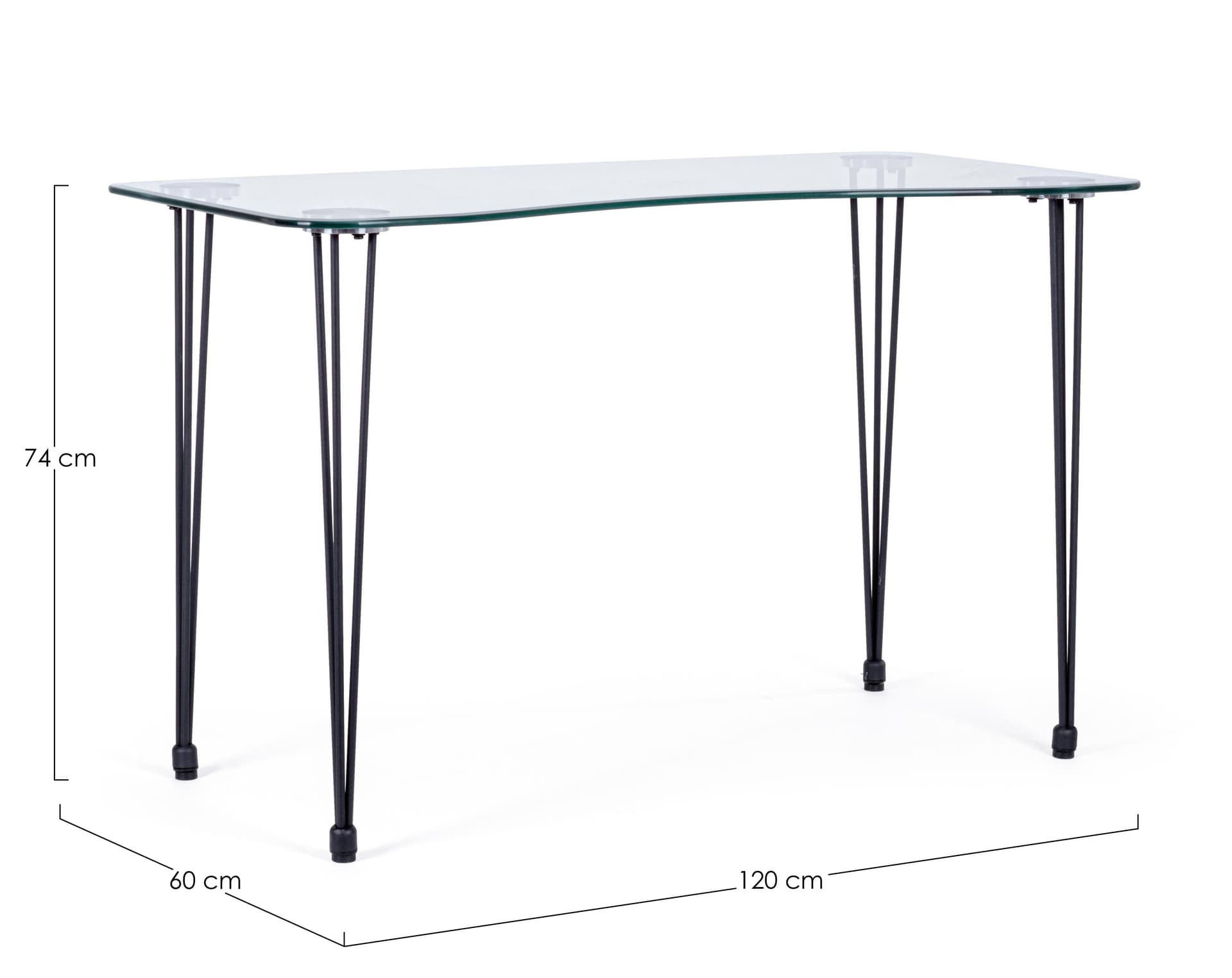 Scrivania "Rondò" da ufficio e cameretta con piano in vetro temperato da 120 cm in Scrivanie Decor Space - Altamura, commercioVirtuoso.it