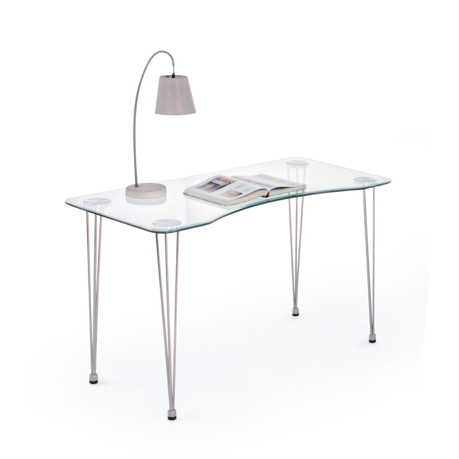 Scrivania "Rondò" da ufficio e cameretta con piano in vetro temperato da 120 cm in Scrivanie Decor Space - Altamura, commercioVirtuoso.it