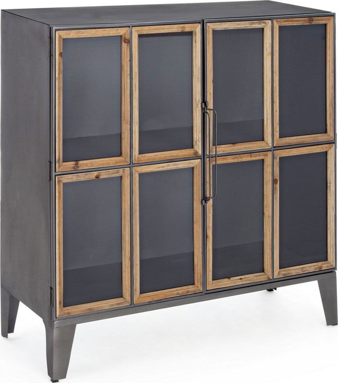 Mobile "Border", struttura in acciaio ante, con inserti in legno di pino e vetro, stile industriale in Credenze Decor Space - Altamura, commercioVirtuoso.it