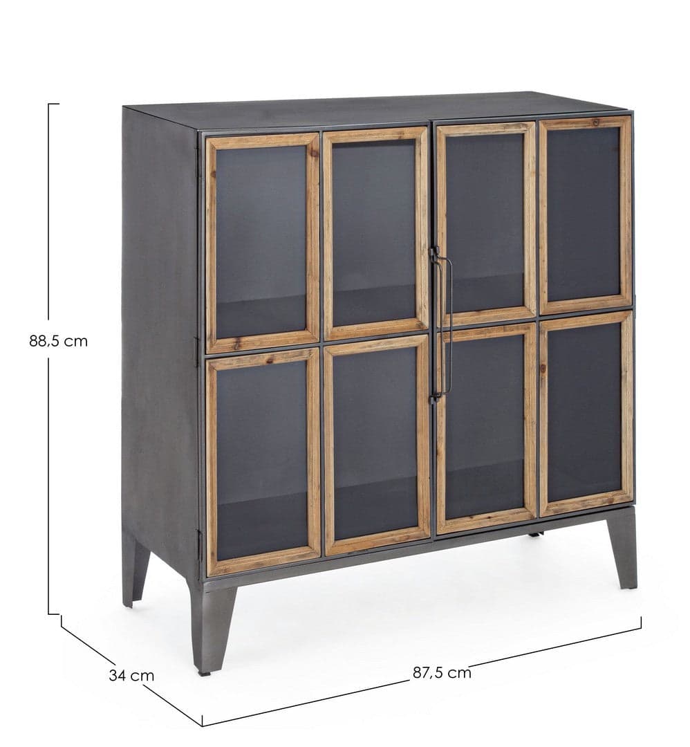 Mobile "Border", struttura in acciaio ante, con inserti in legno di pino e vetro, stile industriale in Credenze Decor Space - Altamura, commercioVirtuoso.it
