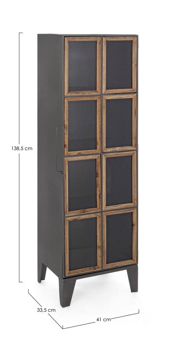 Mobile "Border", struttura in acciaio ante, con inserti in legno di pino e vetro, stile industriale in Credenze Decor Space - Altamura, commercioVirtuoso.it
