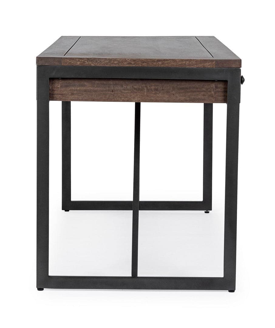 Scrivania "Calixte" con 3 cassetti, struttura in legno di mango e acciaio, stile industriale, 153x66x75.8h in Scrivanie Decor Space - Altamura, commercioVirtuoso.it