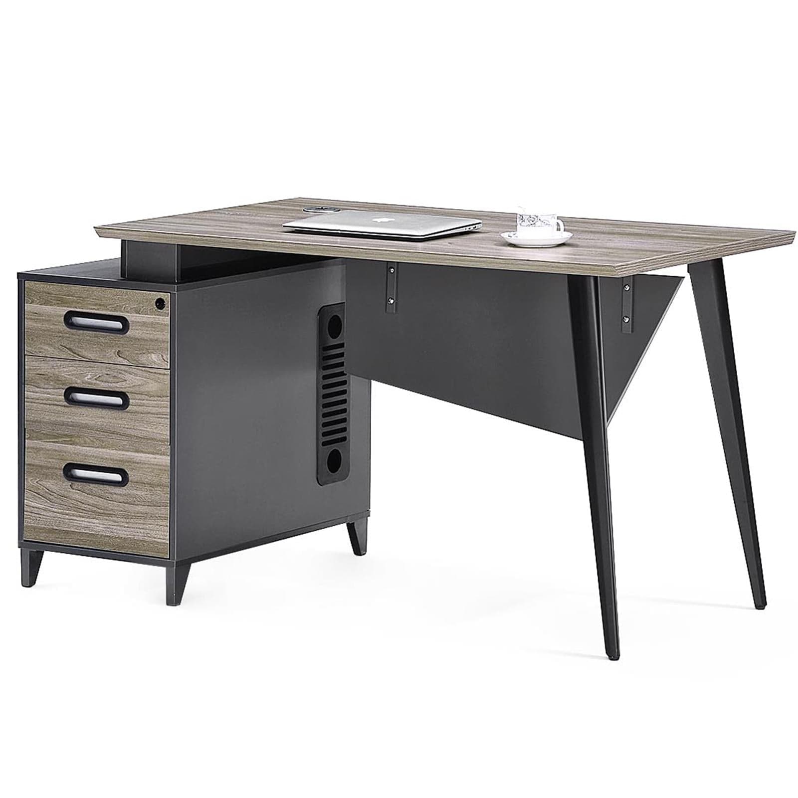Scrivania business 140 cm per computer porta pc tavolo da ufficio in legno con cassettiera in Postazioni di lavoro per computer Decor Space - Altamura, commercioVirtuoso.it