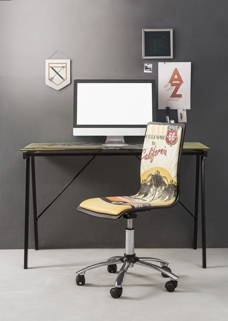 Scrivania moderna "Young" porta pc da ufficio e cameretta in vetro 113 cm - 23