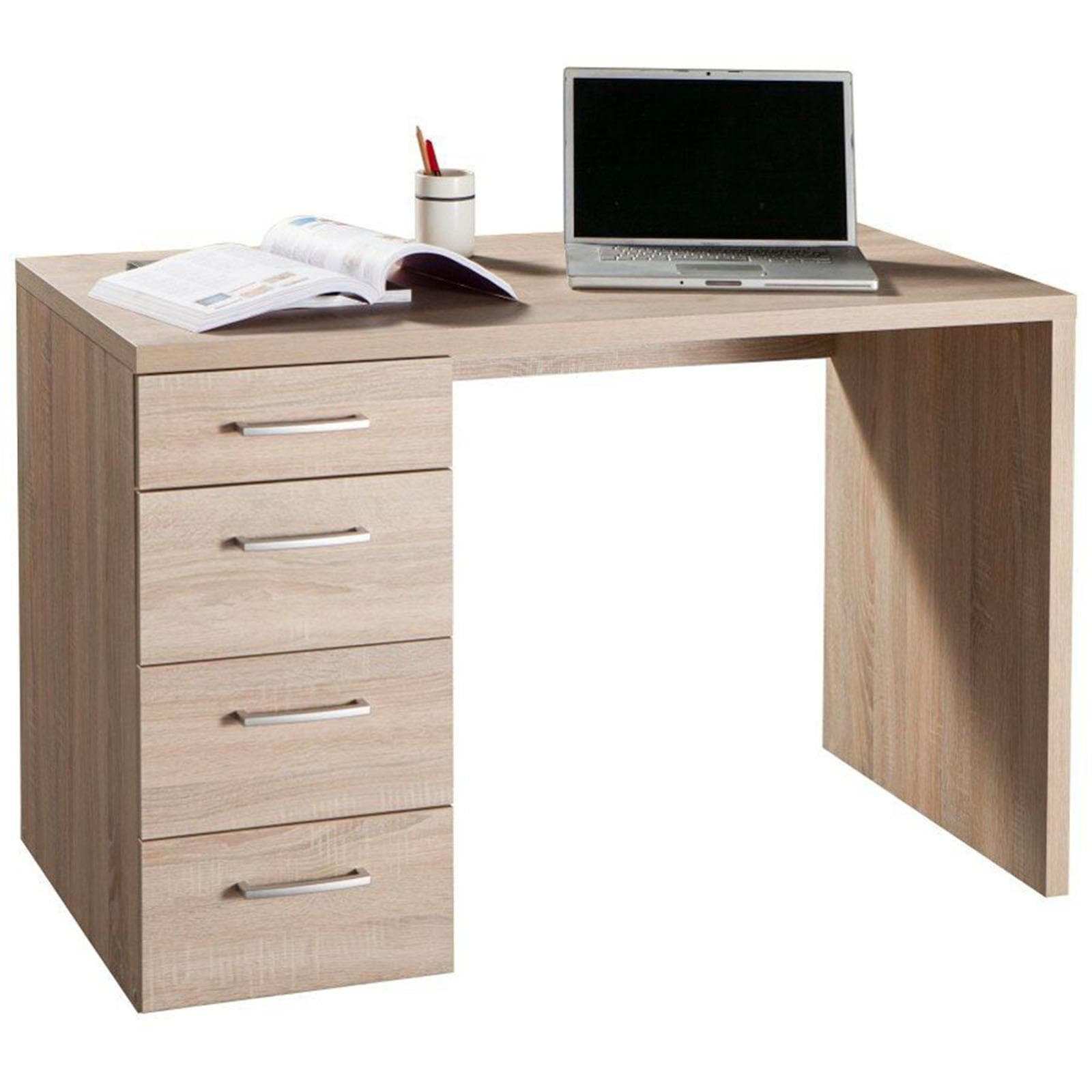 Scrivania con 4 cassetti, postazione porta PC da ufficio e cameretta 110 cm "Made in Italy"