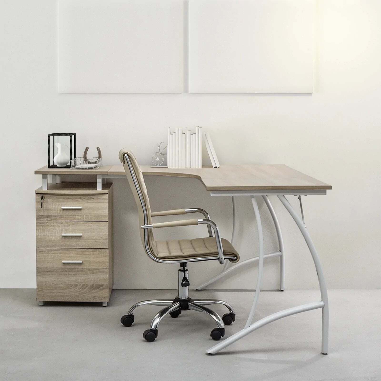 Scrivania angolare rovere con cassettiera da ufficio e cameretta 151 cm Casa e cucina/Arredamento/Studio/Scrivanie e postazioni di lavoro/Scrivanie Decor Space - Altamura, Commerciovirtuoso.it