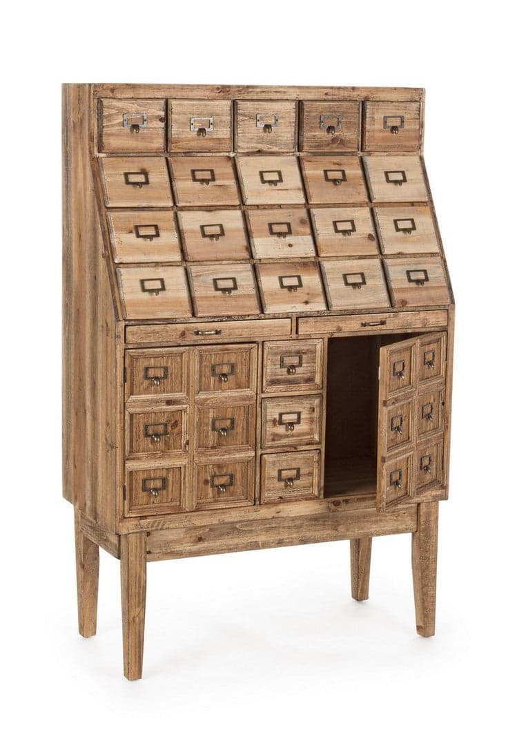 Dispensa "Sixtem" 2 ante e 25 cassetti con struttura e cassetti in legno di pino, stile industriale in Credenze Decor Space - Altamura, commercioVirtuoso.it