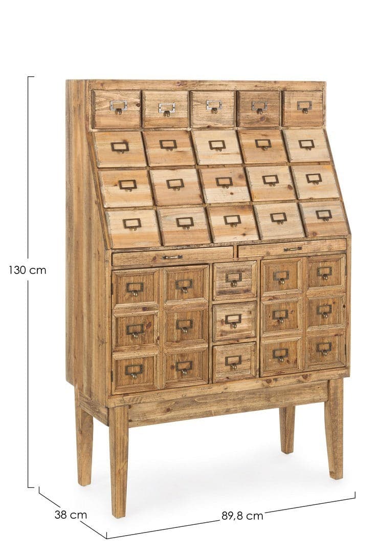 Dispensa "Sixtem" 2 ante e 25 cassetti con struttura e cassetti in legno di pino, stile industriale in Credenze Decor Space - Altamura, commercioVirtuoso.it