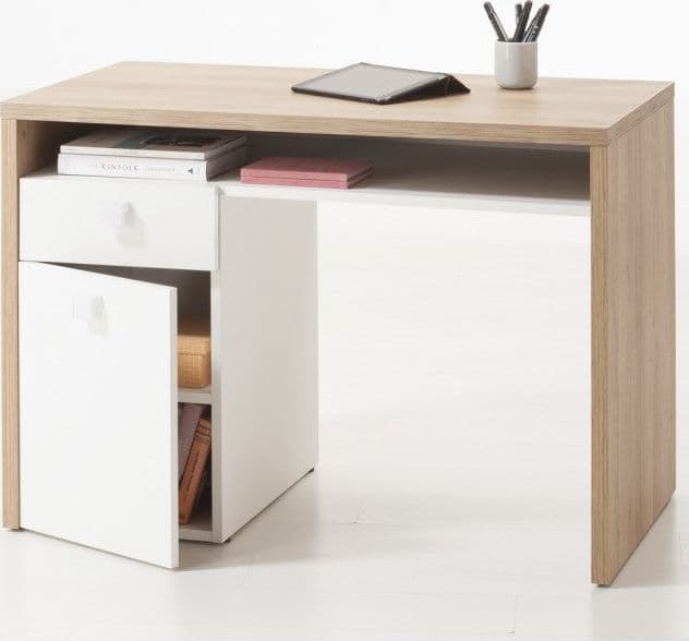 Scrivania "Globo" con 2 cassetti, postazione porta PC da ufficio e cameretta 110 cm Made in Italy – Rovere Sonoma – Composad