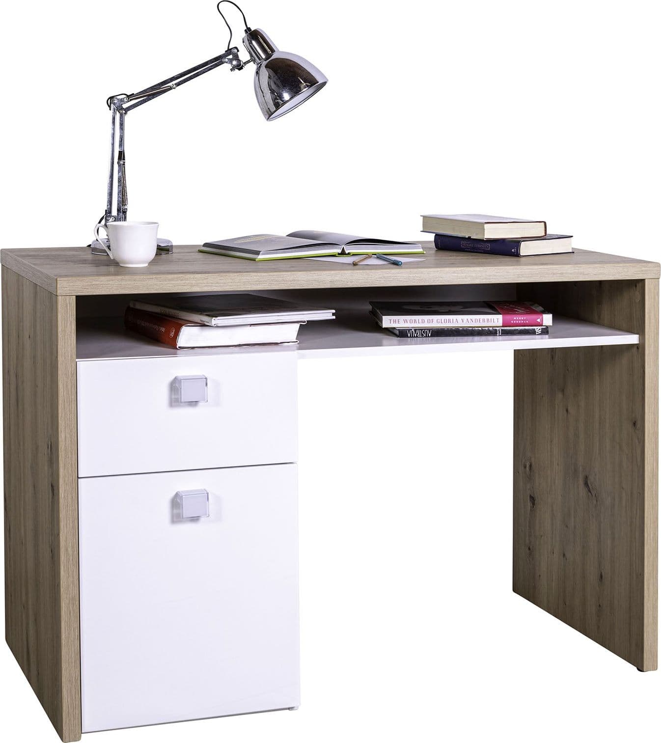 Scrivania "Globo" con 2 cassetti, postazione porta PC da ufficio e cameretta 110 cm Made in Italy – Rovere Artisan –