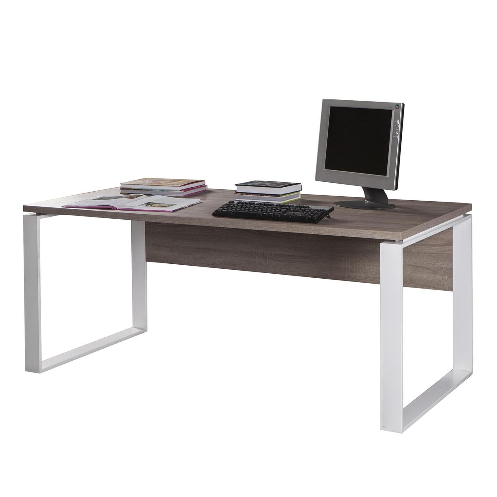 Scrivania elegante in legno con piedi in Acciaio da ufficio e stanzetta porta pc "Made in Italy" in Postazioni di lavoro per computer Decor Space - Altamura, commercioVirtuoso.it