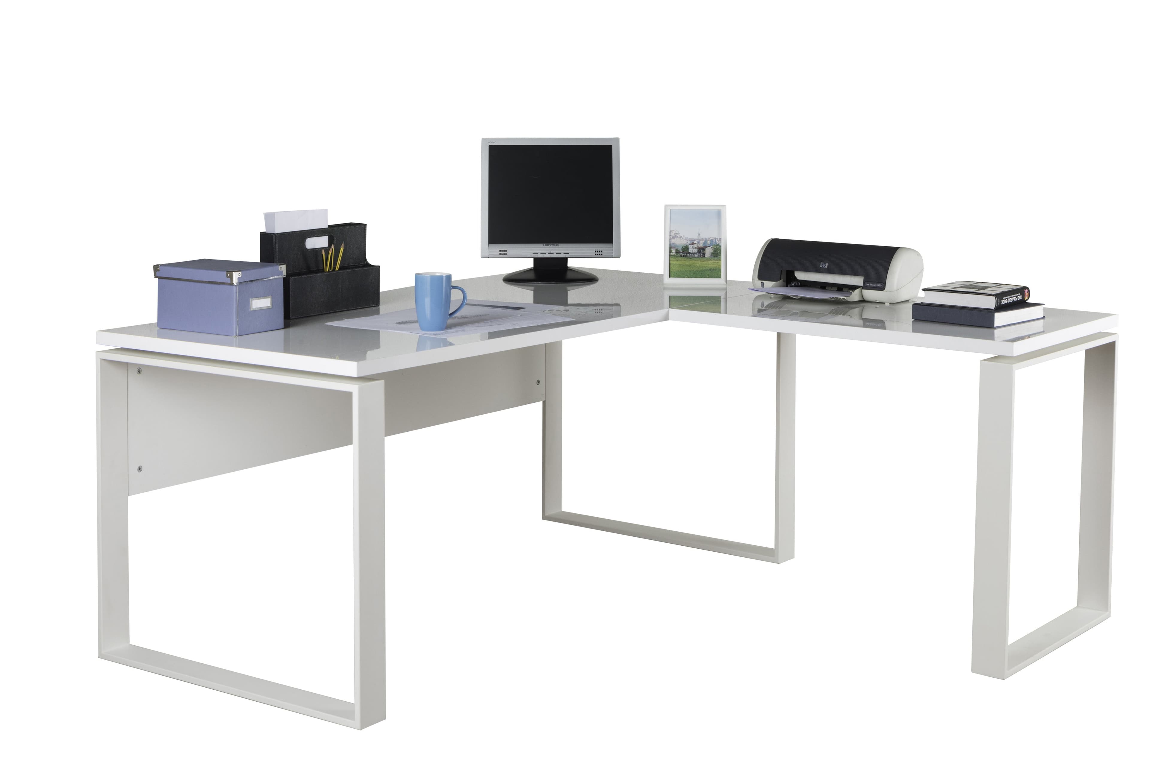 Scrivania elegante in legno con piedi in Acciaio da ufficio e stanzetta porta pc "Made in Italy" in Postazioni di lavoro per computer Decor Space - Altamura, commercioVirtuoso.it