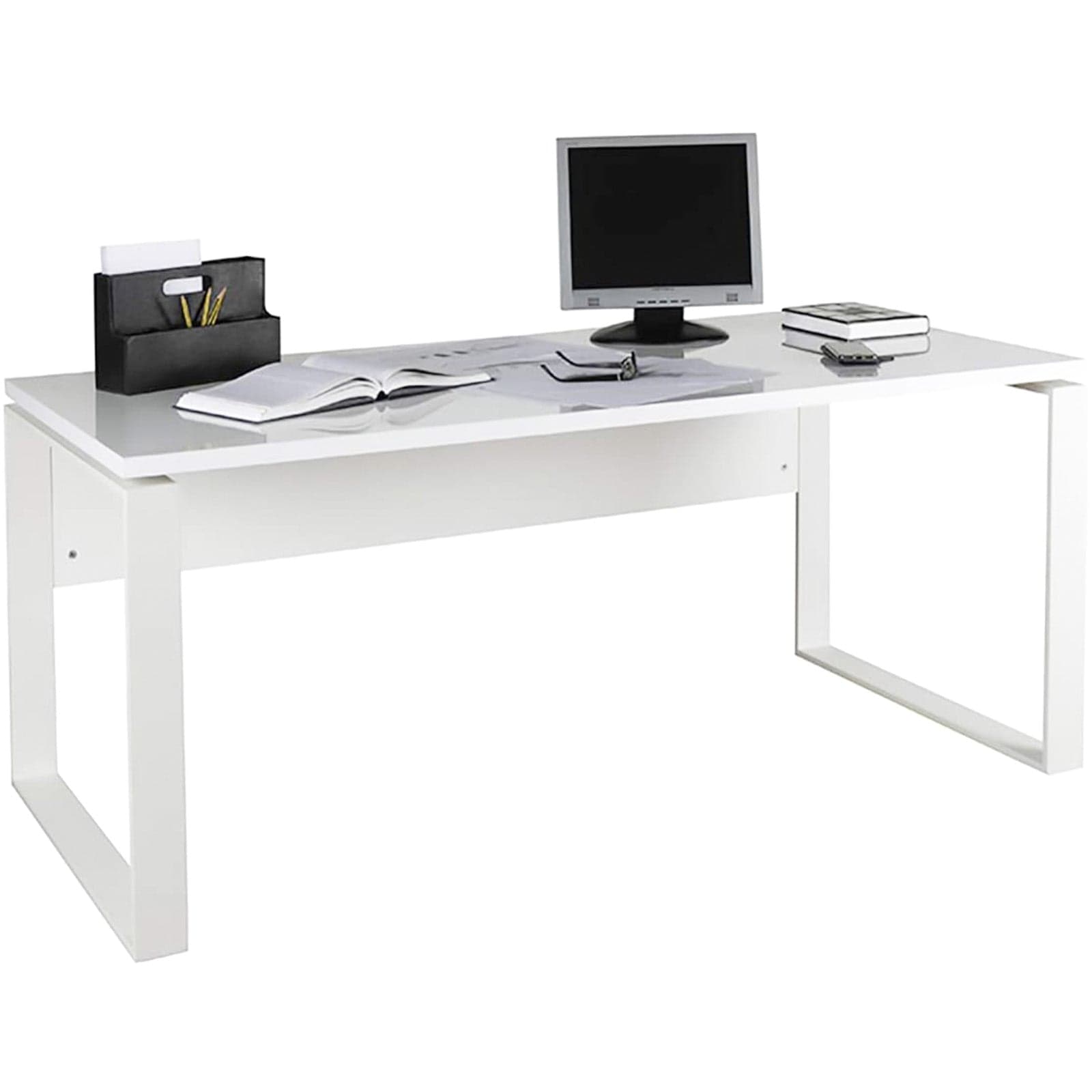 Scrivania elegante in legno con piedi in Acciaio da ufficio e stanzetta porta pc "Made in Italy" in Postazioni di lavoro per computer Decor Space - Altamura, commercioVirtuoso.it