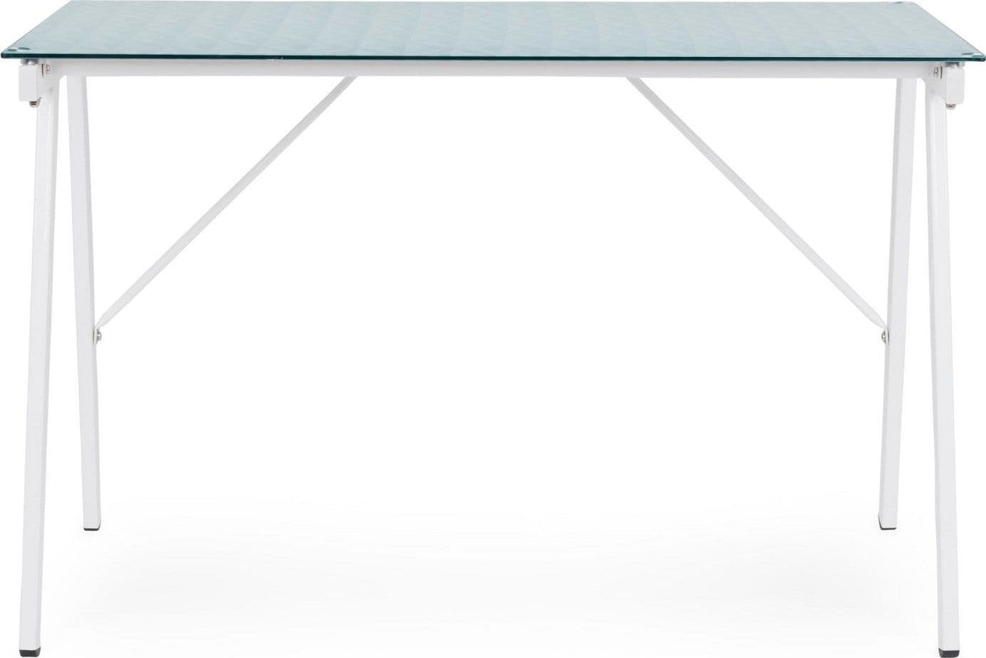 Scrivania "Archimede" con struttura in acciaio, piano in vetro temperato, 113 x 58 cm in Scrivanie Decor Space - Altamura, commercioVirtuoso.it