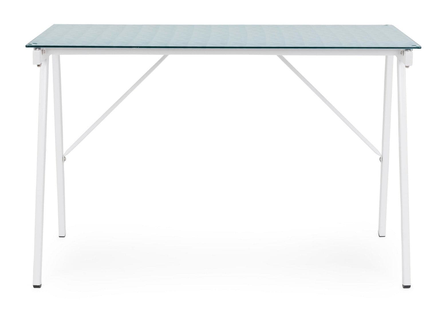Scrivania "Archimede" con struttura in acciaio, piano in vetro temperato, 113 x 58 cm in Scrivanie Decor Space - Altamura, commercioVirtuoso.it
