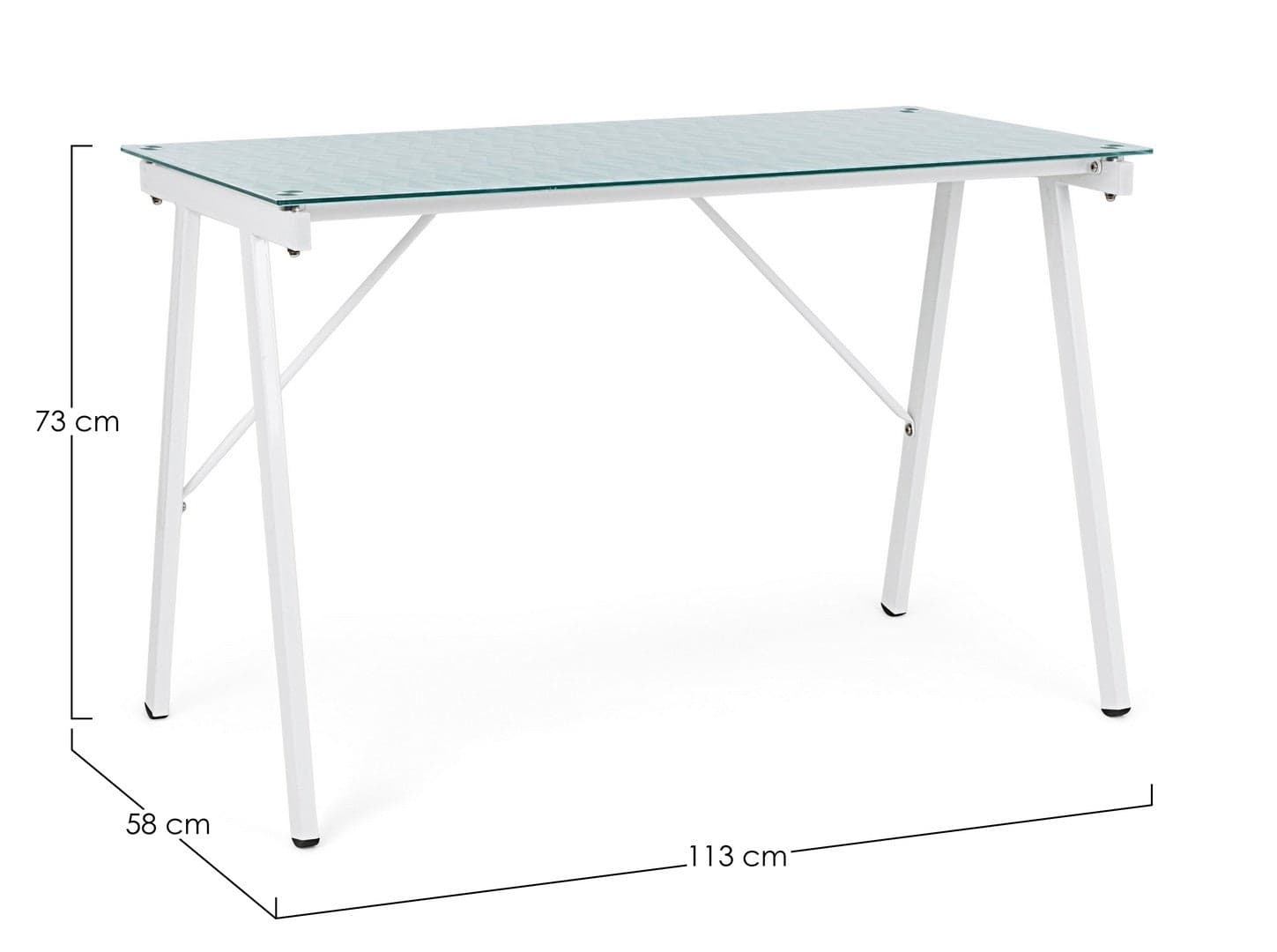 Scrivania "Archimede" con struttura in acciaio, piano in vetro temperato, 113 x 58 cm in Scrivanie Decor Space - Altamura, commercioVirtuoso.it