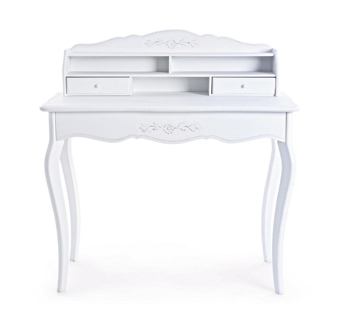Scrittoio "Daisy" bianco, con 2 cassetti, struttura in legno, stile vintage, 100 x 45 x 103 cm in Scrivanie Decor Space - Altamura, commercioVirtuoso.it