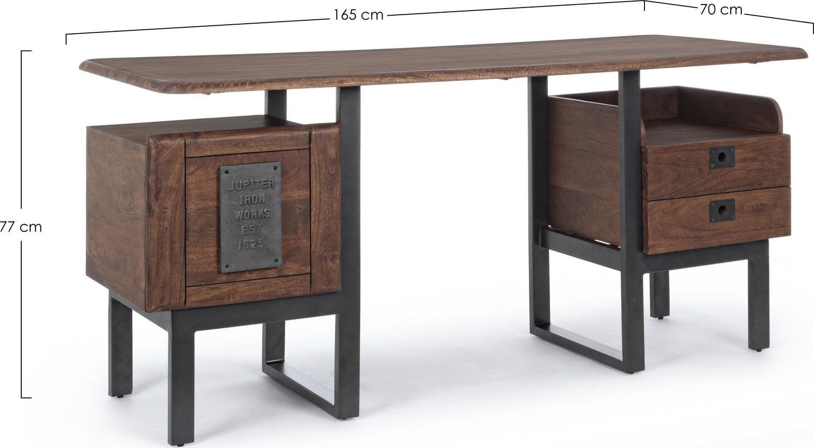Scrivania "Jupiter" con 2 cassetti, struttura in legno di mango, stile vintage, 165x70x77h in Scrivanie Decor Space - Altamura, commercioVirtuoso.it