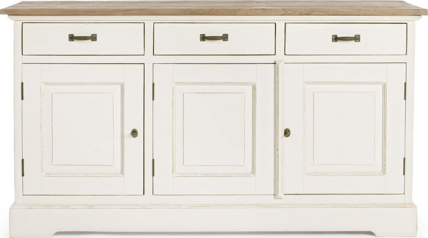 Credenza "Siena" 3 ante e 3 cassetti, con struttura in legno Wadang, stile rustico in Credenze Decor Space - Altamura, commercioVirtuoso.it