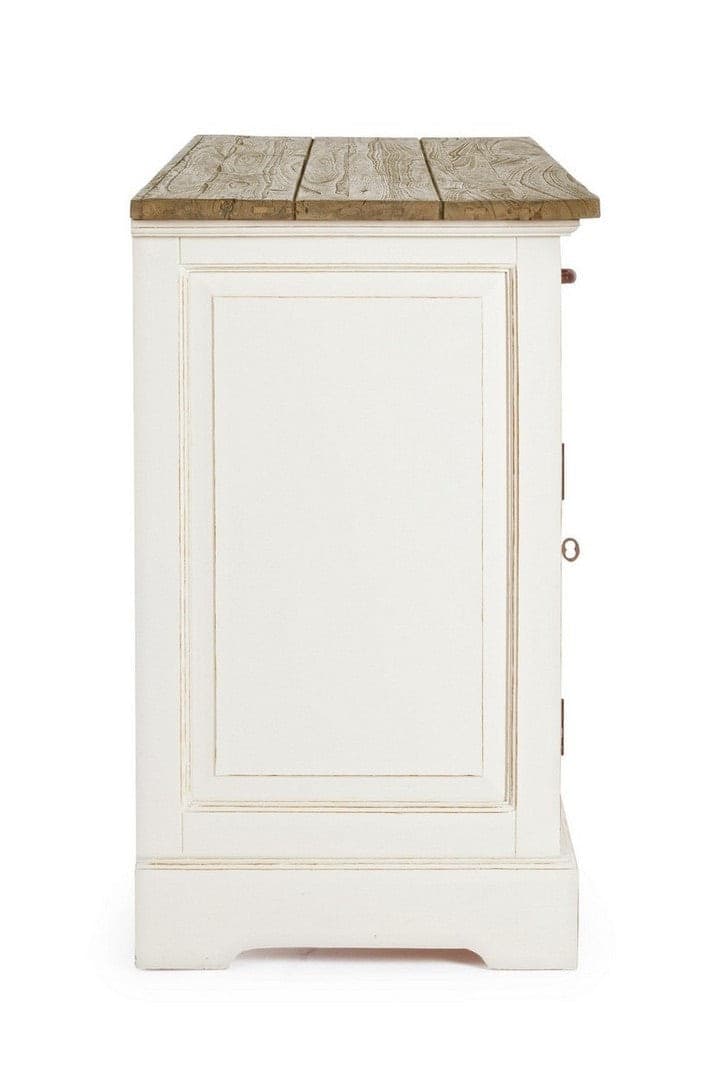 Credenza "Siena" 3 ante e 3 cassetti, con struttura in legno Wadang, stile rustico in Credenze Decor Space - Altamura, commercioVirtuoso.it