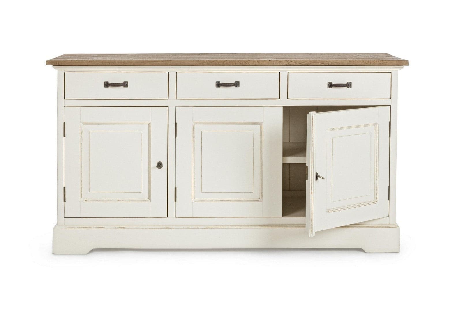 Credenza "Siena" 3 ante e 3 cassetti, con struttura in legno Wadang, stile rustico in Credenze Decor Space - Altamura, commercioVirtuoso.it