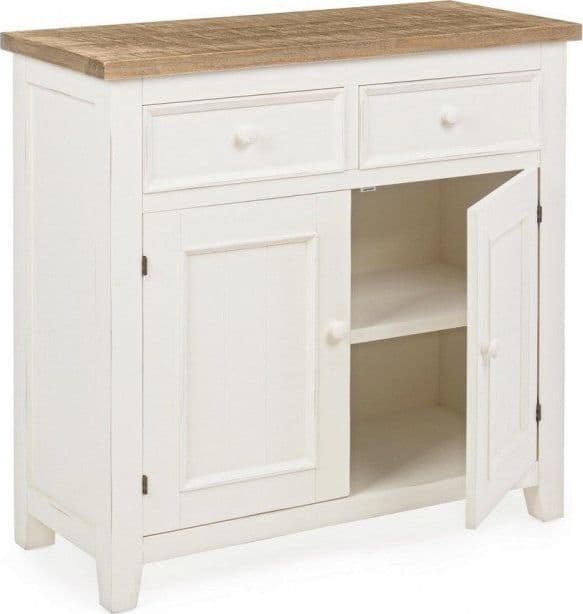 Credenza "Elvia" con struttura in MDF, con piano in legno di pino, stile rustico - 11