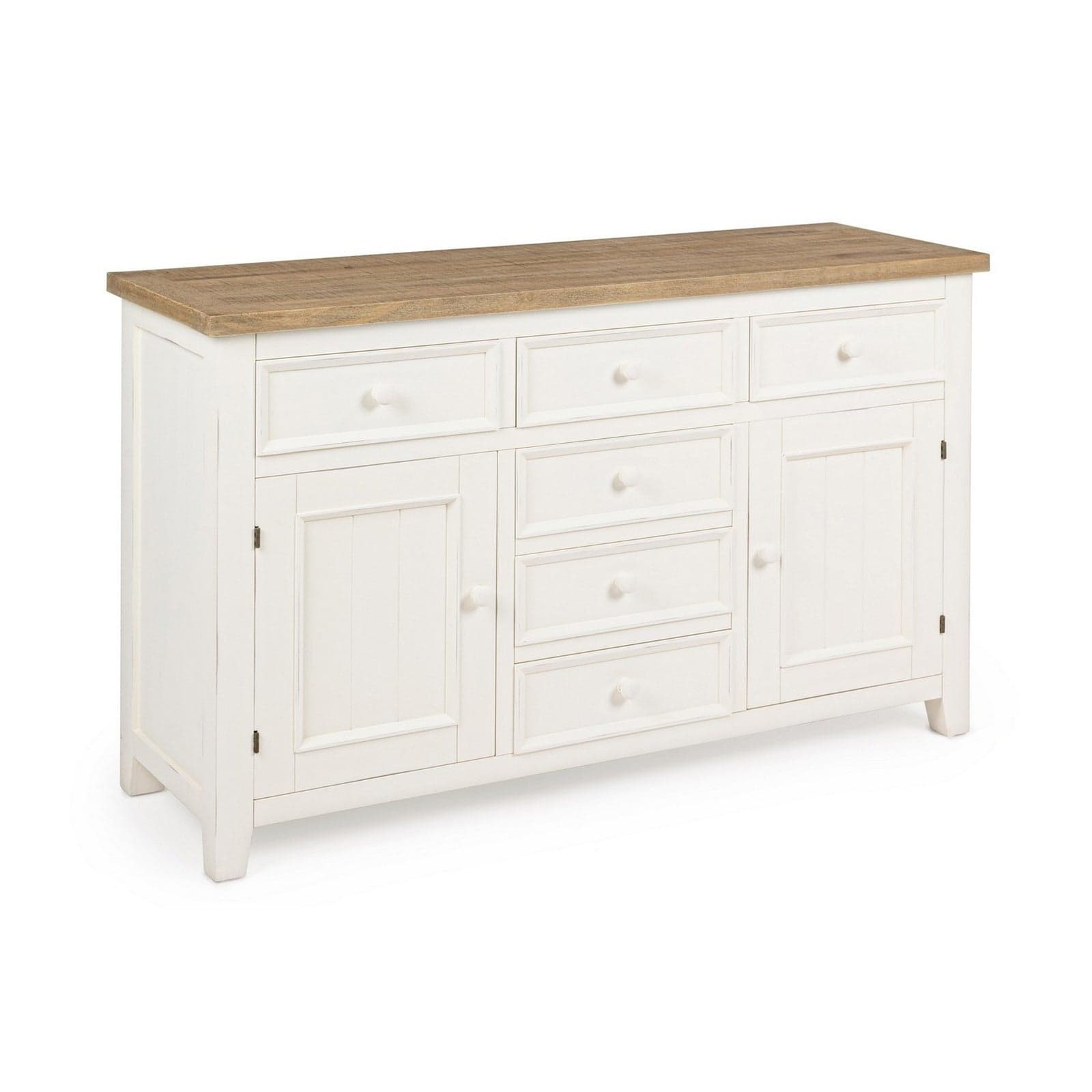 Credenza "Elvia" con struttura in MDF, con piano in legno di pino, stile rustico - 13