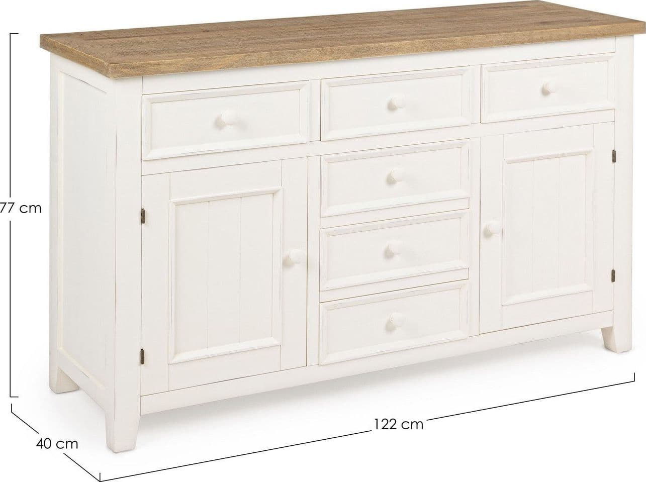 Credenza "Elvia" con struttura in MDF, con piano in legno di pino, stile rustico - 14