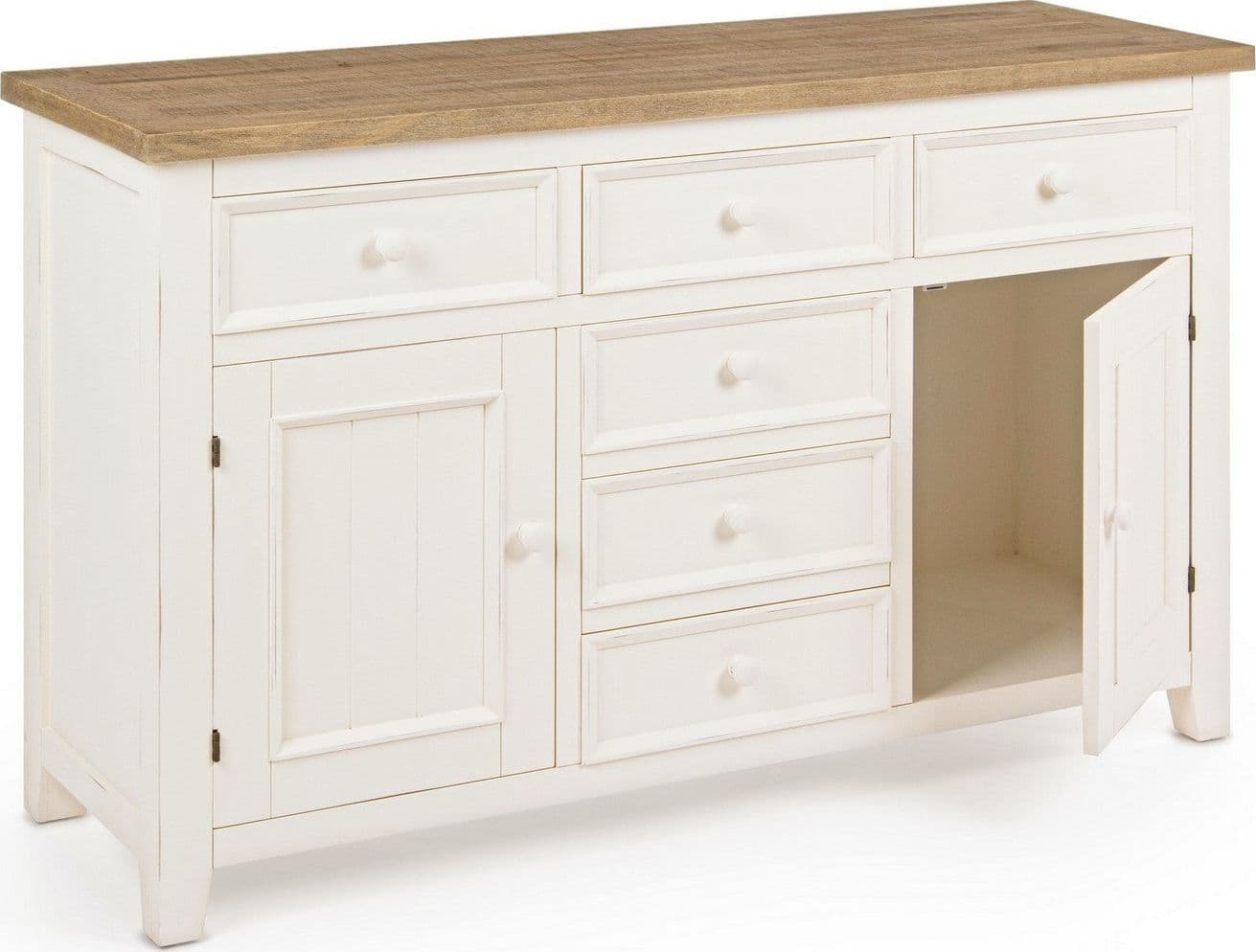 Credenza "Elvia" con struttura in MDF, con piano in legno di pino, stile rustico - 16