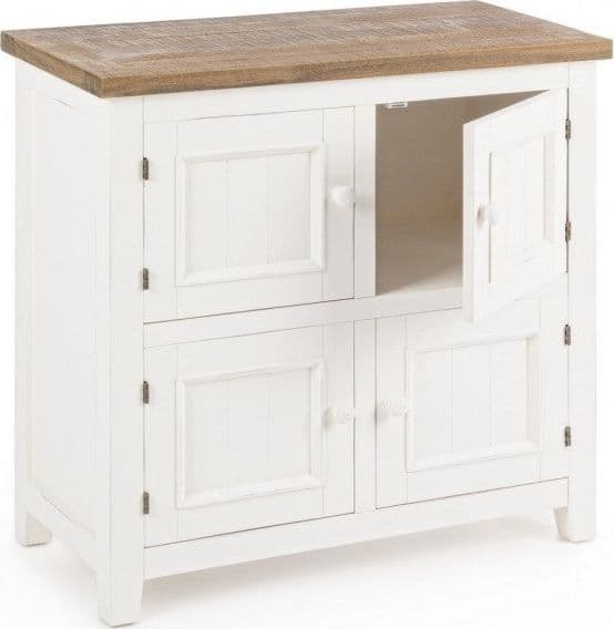 Credenza "Elvia" con struttura in MDF, con piano in legno di pino, stile rustico - 5
