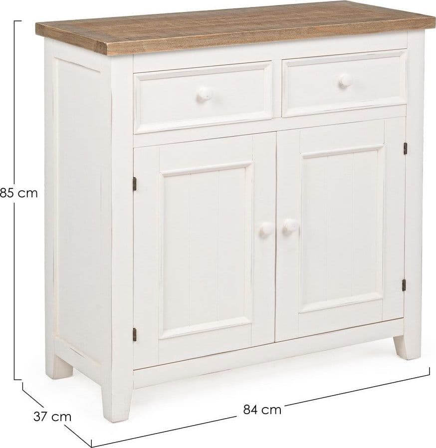 Credenza "Elvia" con struttura in MDF, con piano in legno di pino, stile rustico - 7