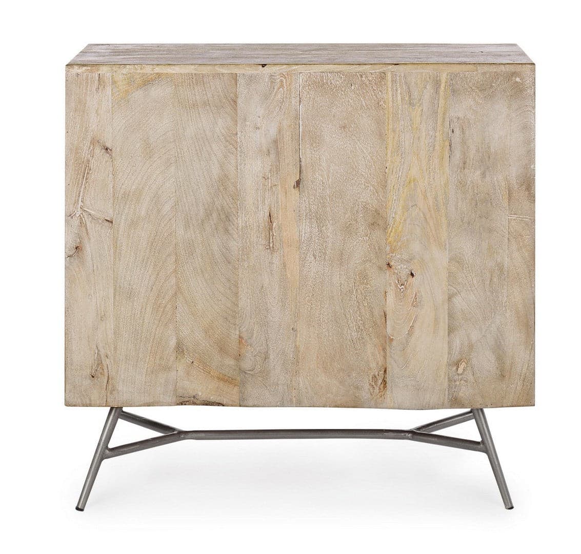 Credenza "Leiston" 1 anta e 3 cassetti, con struttura in legno di mango, stile industriale in Credenze Decor Space - Altamura, commercioVirtuoso.it