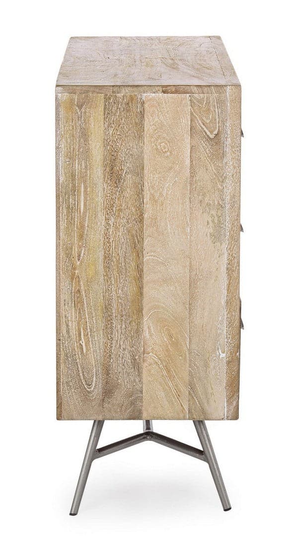 Credenza "Leiston" 1 anta e 3 cassetti, con struttura in legno di mango, stile industriale in Credenze Decor Space - Altamura, commercioVirtuoso.it