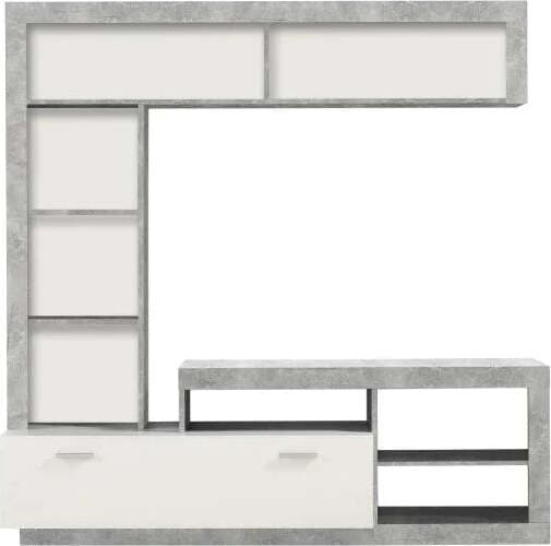 Parete attrezzata per soggiorno porta TV con ripiani ed ante Bianco e cemento 170 cm Casa e cucina/Arredamento/Soggiorno/Pareti attrezzate Decor Space - Altamura, Commerciovirtuoso.it